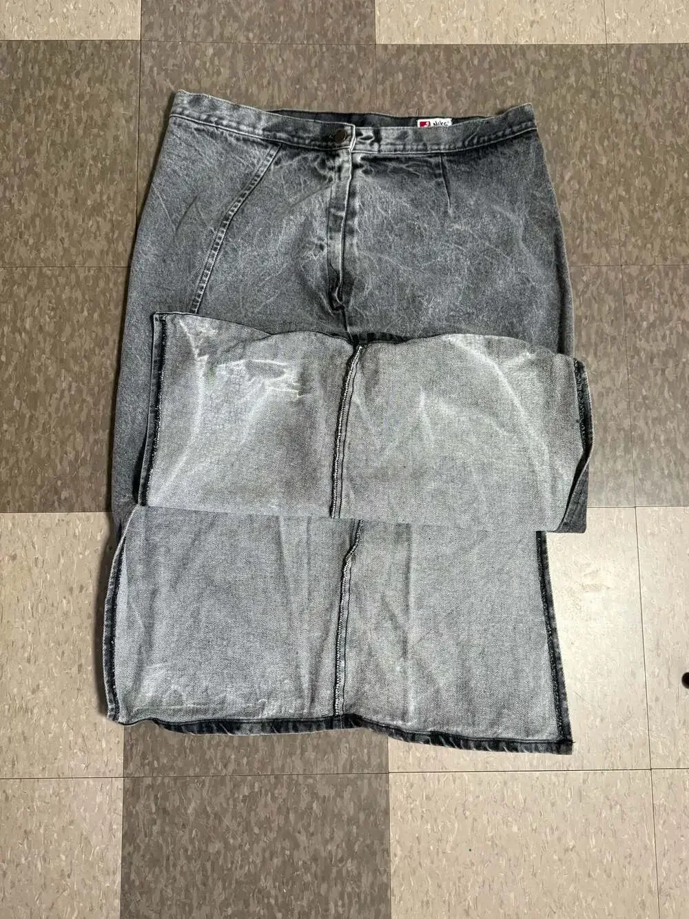 Vintage Niks by Crane Acid Wash Denim Midi Skirt Size 36 Made in USA